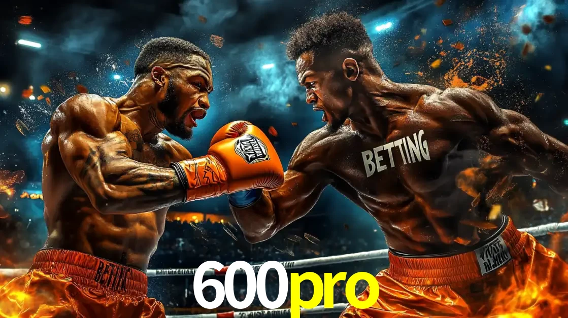 Dois boxeadores em uma luta intensa e explosiva, representando a adrenalina e as oportunidades de apostas em esportes de combate disponíveis na plataforma 600pro.