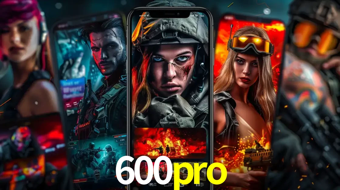 Montagem de telas de celular mostrando diversos personagens, masculinos e femininos, de um jogo de tiro, ilustrando a diversidade de equipes de e-sports para apostar no 600pro.