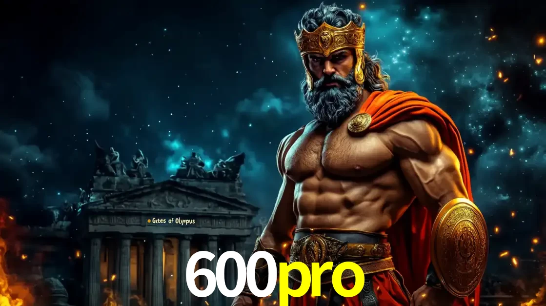 O poderoso Zeus do jogo de slot Gates of Olympus em frente ao seu templo, pronto para lançar multiplicadores divinos e prêmios épicos no cassino online 600pro.