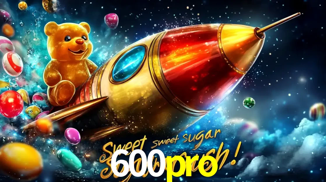 Arte promocional do jogo de slot Sugar Rush, com um urso de pelúcia em um foguete viajando pelo espaço de doces, um dos jogos divertidos disponíveis no cassino 600pro.
